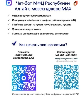 В МФЦ Республики Алтай запущен новый сервис - официальный чат-бот в мессенджере МАХ